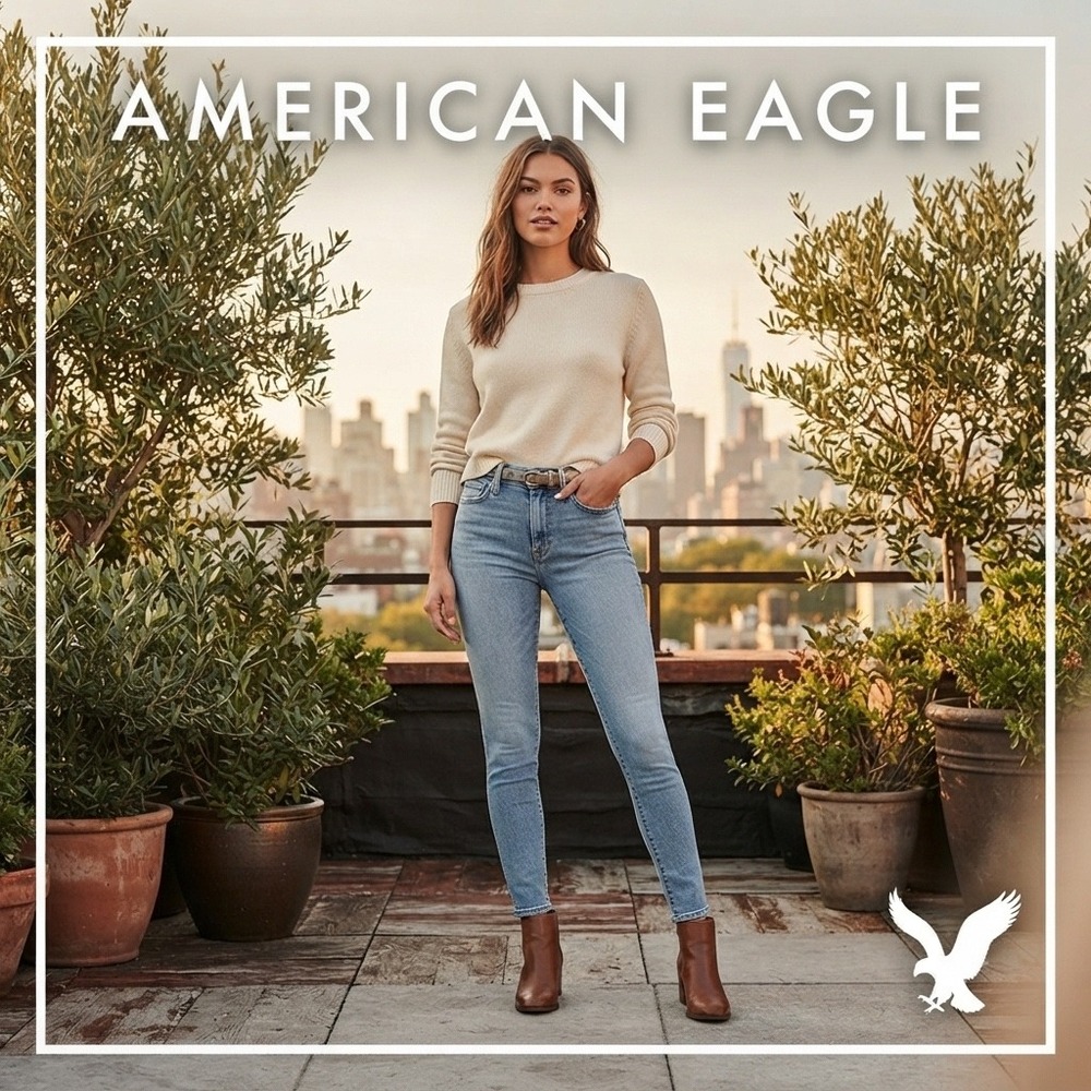 American Eagle Next Level Stretch Skinny Jeans Light Wash Blue Womens 0 Regular
